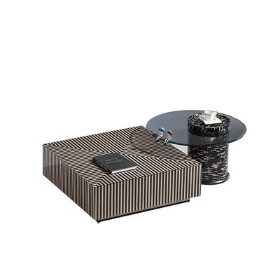 Saroza Coffee and End Table Set - Black/Beige - With 5-Year Warranty